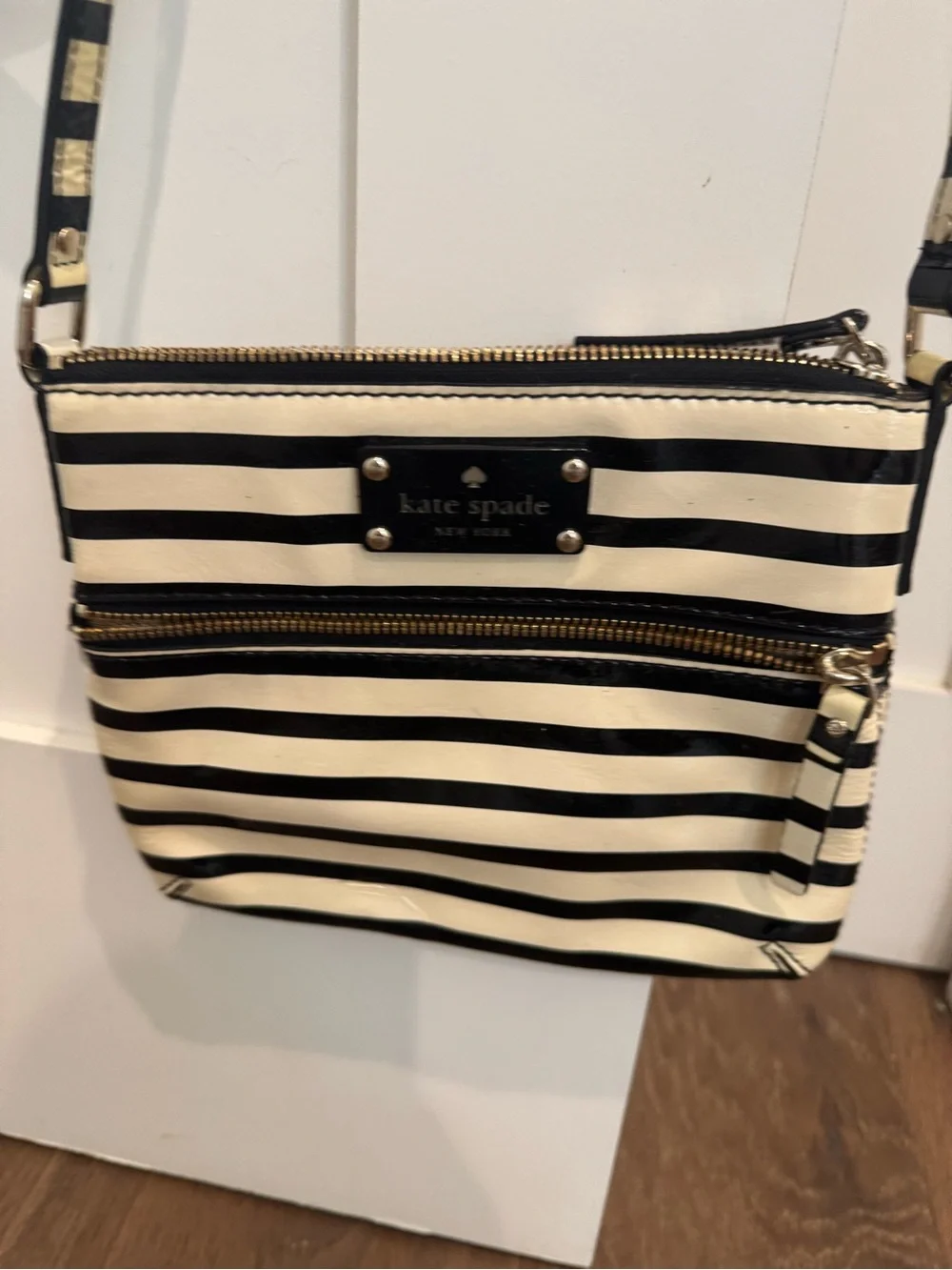 kate spade Black and White Striped Crossbody